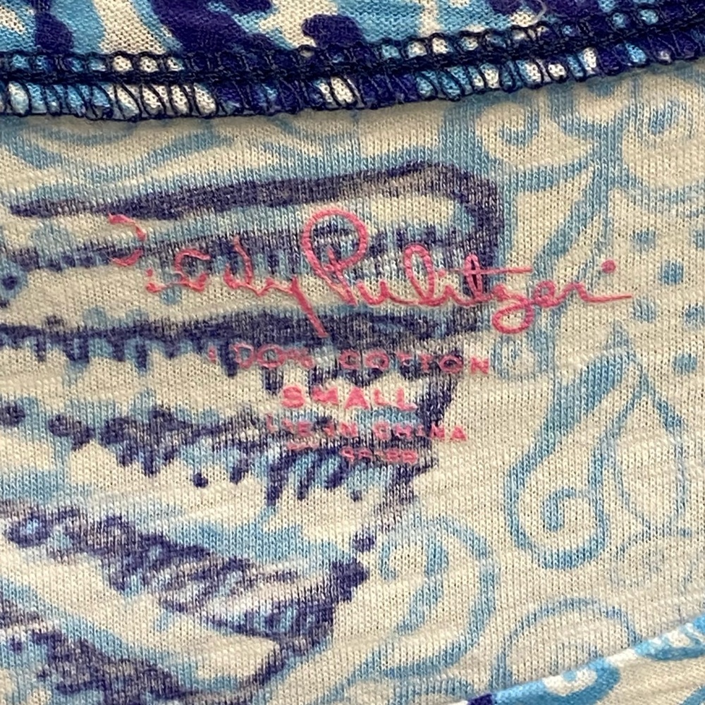 Lilly Pulitzer Lexie Crew Short Sleeve Tee Blue Stuffed Shells S - Picture 4 of 5